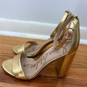 Sam Edelman Gold Ankle Strap Heels